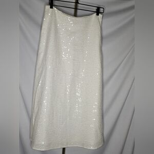 Parker & Rowe White Sequin Midi Skirt